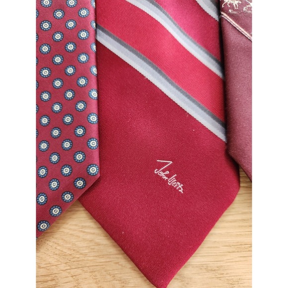 Vtg Lot 7 Silk Various Brand Neck Ties Duck Quail Weitz Penney Pulitzer Burgundy - Picture 5 of 11
